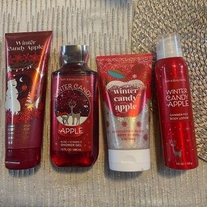Bath & Body Works Winter Candy Apple Body Care Set - Red